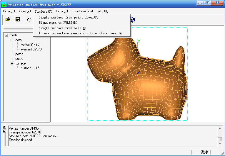 convert mesh to nurbs surface automatically.